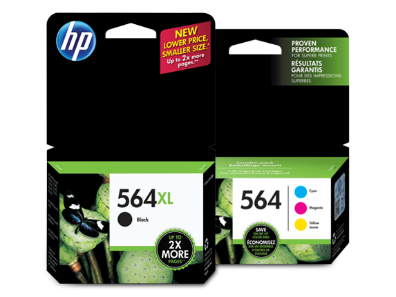 , HP 564XL/564 High Yield Black and Standard Color Ink Cartridge Bundle